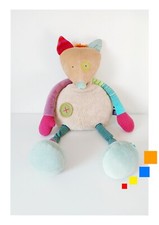 Peluche/Doudou Grand Loup Beige Bleu Vert 65cm Les Jolis Pas Beaux - Moulin Roty