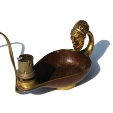 Ancienne veilleuse / lampe à Huile en bronze dans le goût de Max Le Verrier