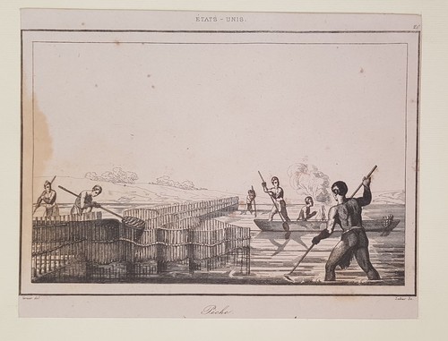 Pêche 1838 environ gravure - de,