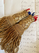 Pr Antique French Gold Metallic Thread Coiled Bullion Tassels for Key Cupboard