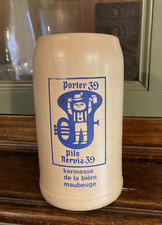 Chope de bière en grès, 1 L, kermesse de la bière Maubeuge, made in germany