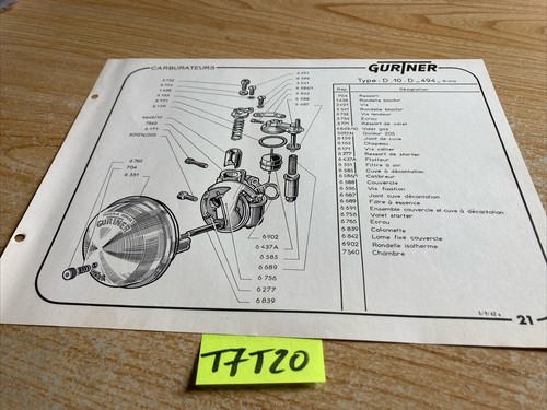 Gurtner carburateur d10d 494 - carburateur,