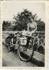 PHOTO ANCIENNE - VINTAGE SNAPSHOT - VÉLO BICYCLETTE TANDEM VOYAGE - BIKE BICYCLE