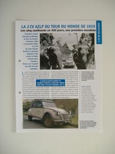 fiche auto "2 CV CITROËN"  LA 2 CV AZLP DE TOUR DU MONDE DE 1959