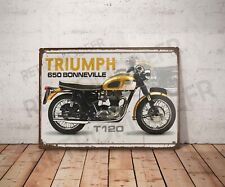 Plaque métal vintage Triumph 650 Bonneville T120 Enseigne Garage Décoration moto