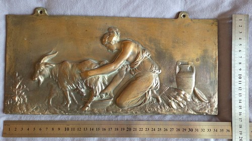 Plaque bas relief bronze - bas-relief, en