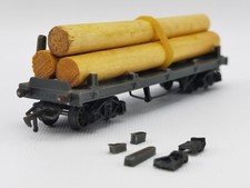 HO JEP 6695 - Wagon Transport de Grumes - Plusieurs Pièces Cassées - Sans Boîte