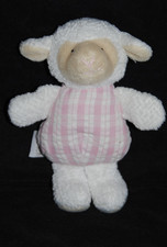 ?Doudou mouton rose blanc ANNA CLUB PLUSH hochet grelot  peluche 16 cm TTBE