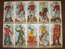 Ancienne plaque de déoupage cow boys et indiens Jelp