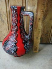 BBL1- Vase vintage type  Fat Lava rouge marron gris années 70