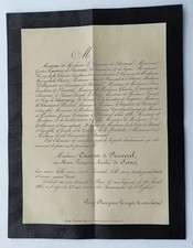 FAIRE PART DECES 1885 Marie Françoise Amélie CAUSSIN DE PERCEVAL née DE SANS