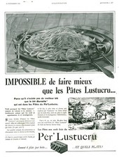 Publicité ancienne  pâtes Pèr' Lustucru  1935 issue de magazine