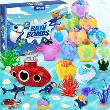 Bombes de Bain Enfant avec Surprise Jouet Animaux Marins Boule de Bain Coquil...