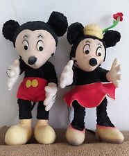 Très Rare Couple Mickey Minnie Anciens Vintage velours et feutrine