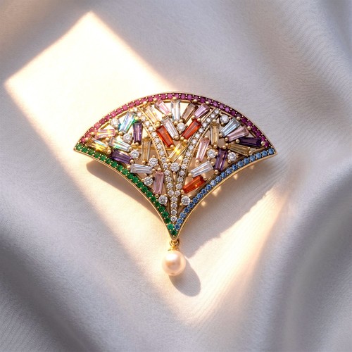 Broche doré dentelle - broche, eventail