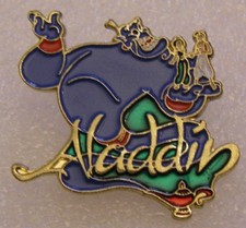 PIN'S DISNEY GENIE HOLDING MINIATURE OF ALADDIN & JASMINE ALADIN vintage pin