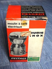 Ancienne boîte emballage moulin à café électrique Peugeot Rubis Inox 1960