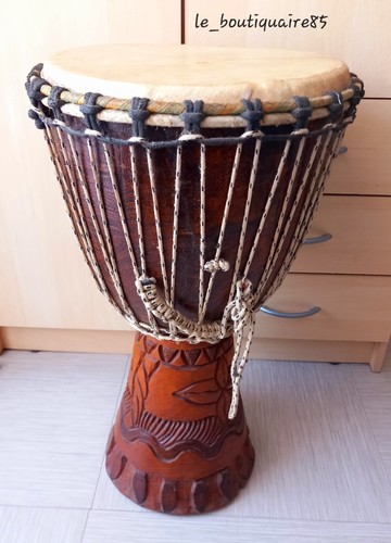 Djembé bois sculpté - djembé,