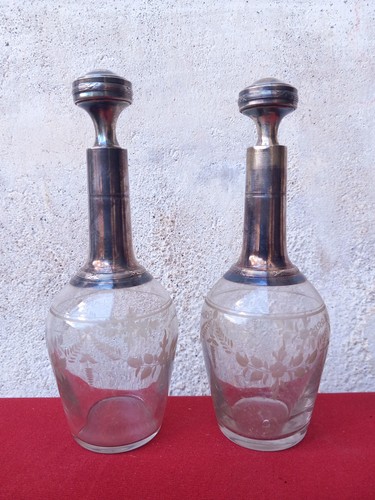 Paire flacons alcool - flacons, cristal