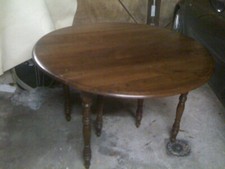 Table ronde merisier pliante - table,