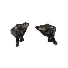Manettes mountain bike 9x3v. Microshift alu noir compatibilité Shimano par paire