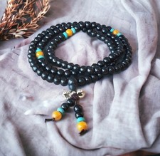 Mala tibétain en perles de bois de 6mm noires- Mala Spiritualité #102