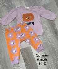 Catimini 6 MOIS : T Shirt Nuage Coton + Jegging Fleuri TBE
