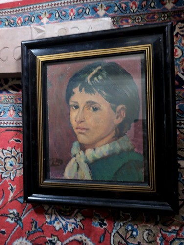 Tableau ancien portrait femme - portrait,