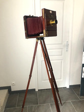 SUPERBE CHAMBRE PHOTO EN ACAJOU DEROGY 13 x 18 ET SON TRÉPIED, FIN XIX ème