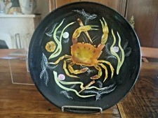 SPENDID AND RARE PLATE DECOR SEA FOOD HENRIOT QUIMPER TREVOUX COLLECTION