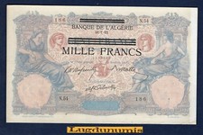 Algérie - 1000 Francs 16/7/1892 N.54 186 sur 100 francs Bleu et Rose SPL - Alger