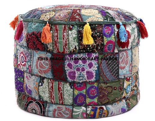 Pouf ottoman vert indien - pouf,