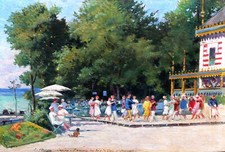 Tableau encadré paysage Somme Ault Bois de Cise casino danse danseur Jules MONGE