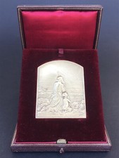 Ancienne MEDAILLE en ARGENT MASSIF signée DUPRÉ 1902 Art Nouveau boîte d’origine