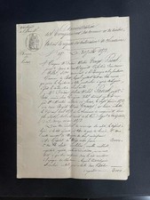 VIEUX PAPIER ANCIEN ACTE CIVIL 1873 LODEVE HERAULT 34 PAPIER TIMBRE FRANCE