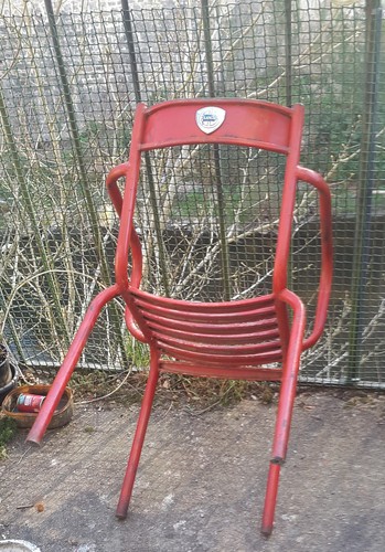 Fauteuil métal patiné - , rouge