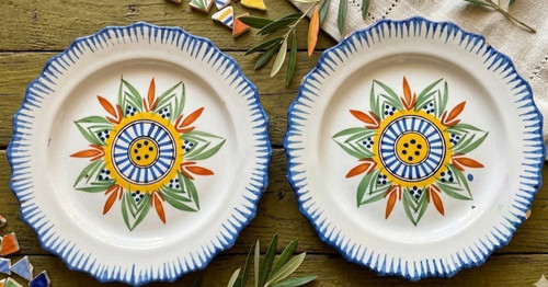 Paire assiettes anciennes en - paire,
