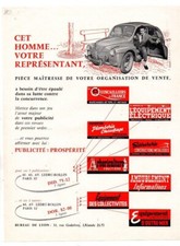 Publicité avec une Renault 4CV Cet homme...Votre représentant pièce maîtresse 