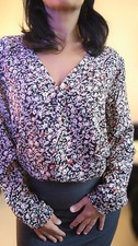Chemisier blouse noire - , fleuri
