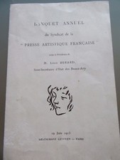 MENU RESTAURANT 1913 RESTAURANT LEDOYEN PARIS BANQUET SYNDICAT PRESSE ARTISTIQUE