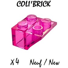 Lego 7261 - 4x Slope inverted 45 2x2  without Bottom Tube- Trans Dark Pink -NEUF