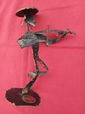Sculpture Violoniste Signée Israël    Métallique Art Artisanal Design Musique 