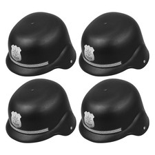  Casque de police britannique 4 pièces : casquette de police anglaise noire,