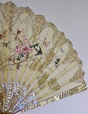 Grand Eventail nacre  peint