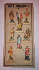 Présentoir Carton 8 soldats Militaire Français socle bois WW1 ETIOP Paris 1920
