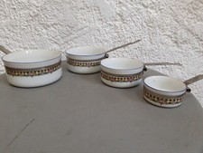 Ancienne serie de casserole porcelaine fleurie manche metal limoges aluminite 