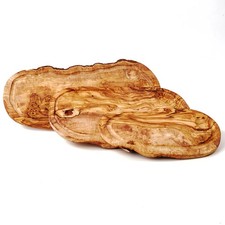 Plateau en Bois D 'ol Ivier , Coupe Naturelle, Rigole pour Jus