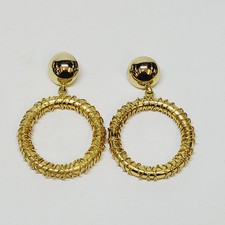 Boucles D'oreilles Vintage Clips Créoles En Métal Doré