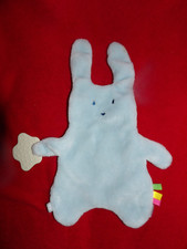 Doudou plat lapin rayé bleu et blanc Oxybul - Eveil et jeuxNeuf