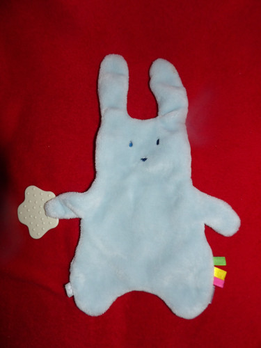 Doudou plat lapin rayé - , bleu